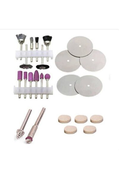 REKOTOOLS -24 Adet Mini Taşlama Zımparalama Fırçalama Seti Dremel Gravür Set