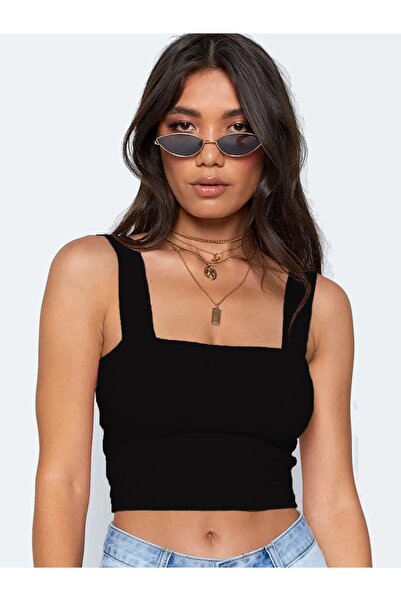 KYLE XM Жіночий чорний кроп на бретелях