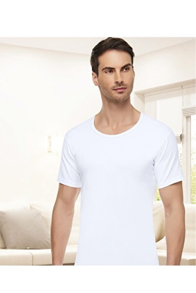 bejamonti Men's Combed Open Collar Half Sleeve Undershirt 3-Piece