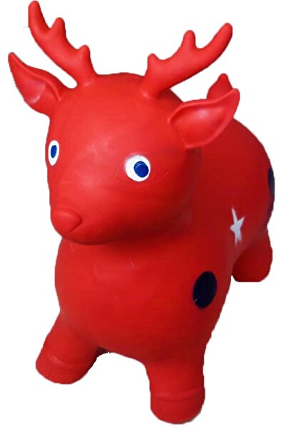 İnşirah Concept Kırmızı Şişme Geyik Şişme Eşek Zıp Zıp Pilates & Jimnastik Şişme Hayvan Boğa At Kuzu Çocuk Oyuncak