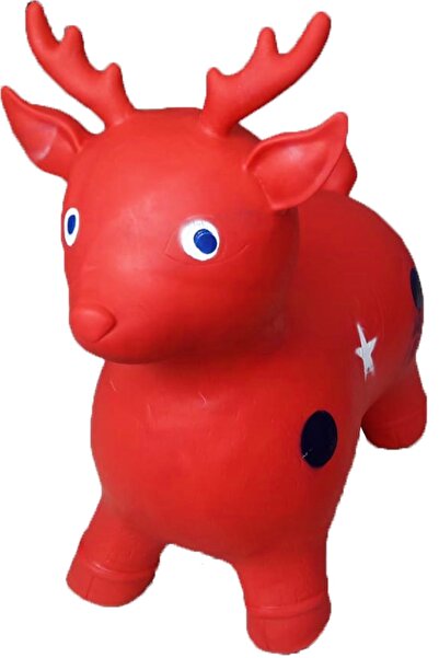 İnşirah Concept Kırmızı Şişme Geyik Şişme Eşek Zıp Zıp Pilates & Jimnastik Şişme Hayvan Boğa At Kuzu Çocuk Oyuncak