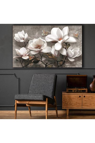 Seİs Tablo Pictură Decorativă Modernă Pe Pânză Flori Albe