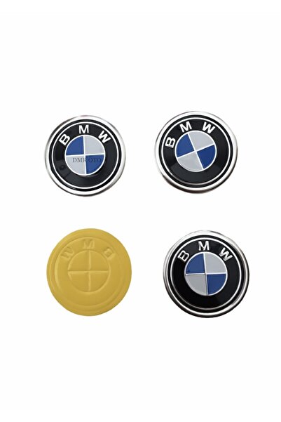 DMR Bmw Logolu Alüminyum Jant Göbeği Logo 4'lü Yapıştırma 5,5 Cm