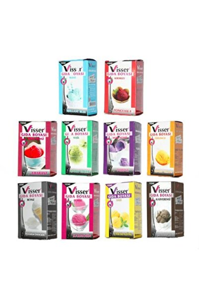 Hobialem Visser, Toz Gıda Boyası, 10 Renk, Pasta Boyası, 9 Gr Hamur Boyası