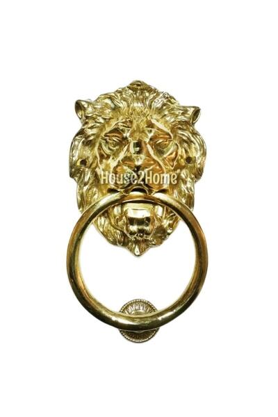 HOUSE2HOME Pirinç Aslan Kapı Tokmağı, Tak Tak, Sarı