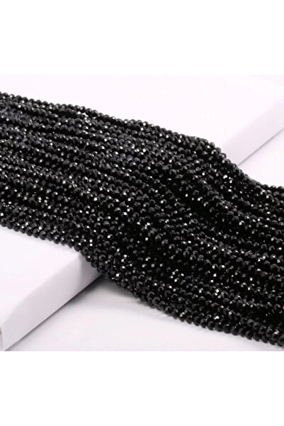 platin hediyelik 5 Adet 4 Mm Siyah Kristal Dizi Boncuk