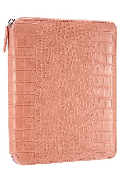 Victoria's Journals Croco Zipper Folder Notebook Pink Striped