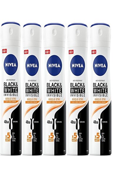 NIVEA Invisible Black & White Güçlü Etki Kadın Deodorantı 150ml x 5
