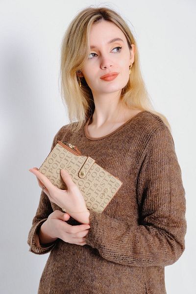 Just Polo Mink-tan Women's Print Patterned Lock Detailed Card Holder Wallet Jp009