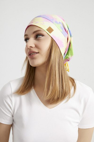 Butikgiz Women's Batik, Rainbow Multicolored Thread Detailed 4 Season Hat Beanie Buff - Ultra Soft Natural Combed Cotton Fabric