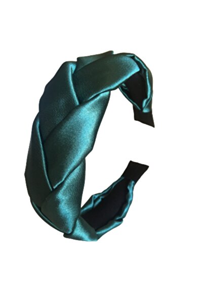 CSR AKSESUAR تاج منسوج من الساتان باللون الأخضر البترولي