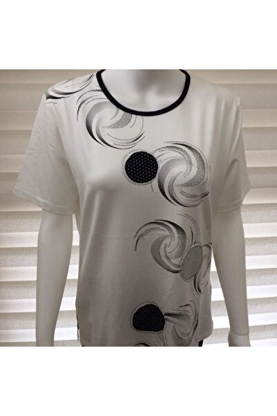 OREYA Stone Embroidered Short Sleeve Blouse