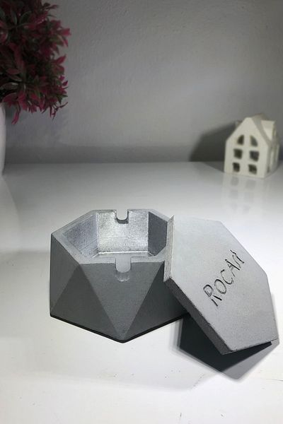 RocArt Home Γκρι εξαγωνικό τραπέζι από σκυρόδεμα