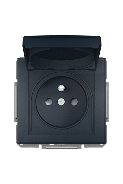Schneider Electric Asfora Plus Kapaklı Ip44 Ups Priz Antrasit, Vidalı, Çerçev...