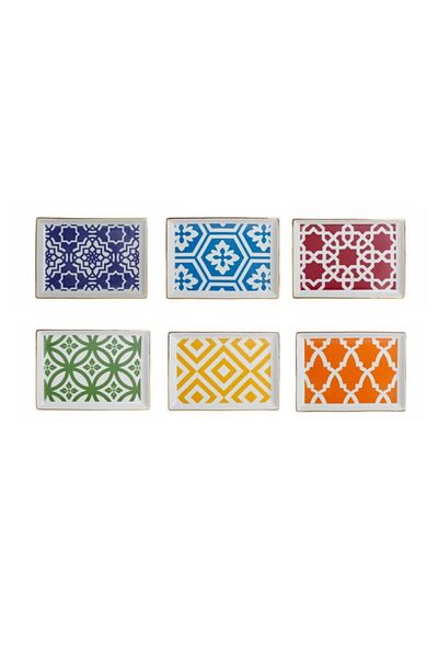 Porland 6 Piece Morocco Breakfast Plate Set - 18x13 cm
