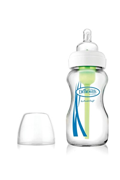 Dr.Brown's زجاجة رضاعة زجاجية ذات فوهة واسعة من دكتور براونز ناتشورال فلو، سع...