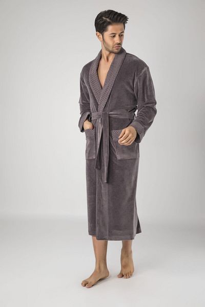 Nuşa Ανδρική ρόμπα με γιακά Pyramid Jacquard Bamboo Cotton