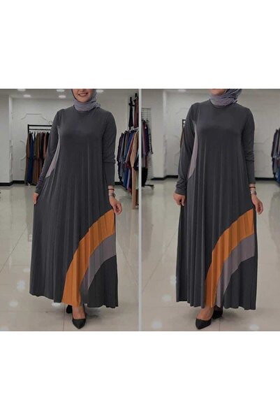 MODAMÜNASİP Sandy Lazer Baskılı Piliseli Elbise