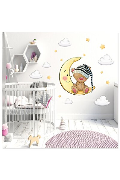 Sticker Sepetim Slatki medvedić, mesečeve zvezde i oblačići, zidna naljepnica...