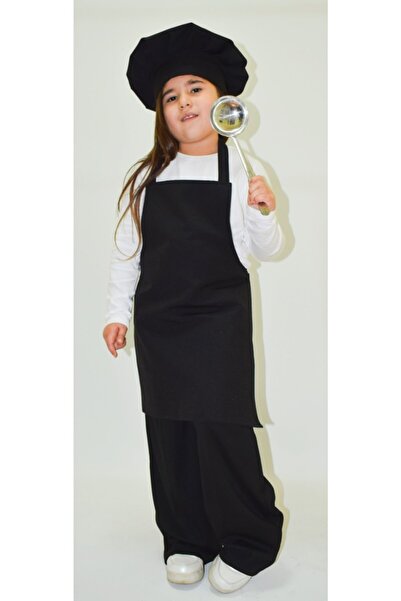 paris in paris Çocuk Chef Önlüğü Şapkalı 8-10 Yaş Aralığı