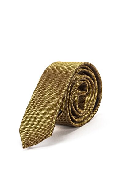 Yage Erkek Gold Kendinden Desenli Spor Kravat 5 cm