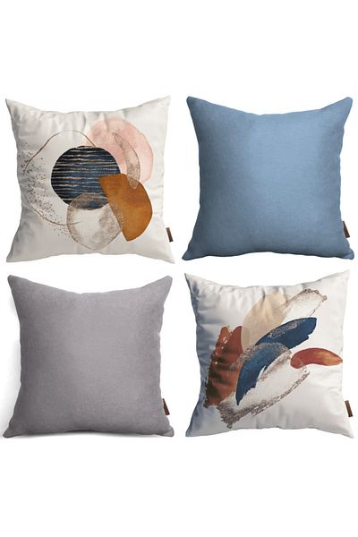 Alacastore Set de huse de pernă decorative, combinate de 4 piese, imprimate pe două fețe