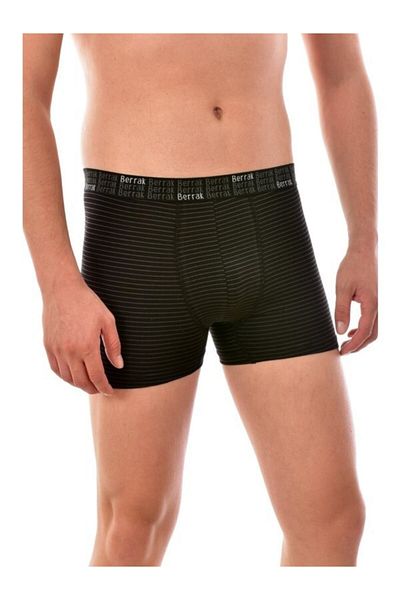 Berrak Ανδρικό μαύρο ριγέ Lycra Boxer 5 τεμαχίων 4475