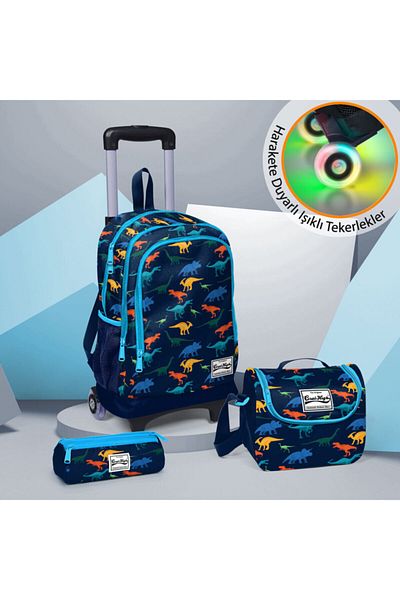 Coral High Set de 3 piese Adalinhome Kids cu model de dinozaur cu geantă de rulare