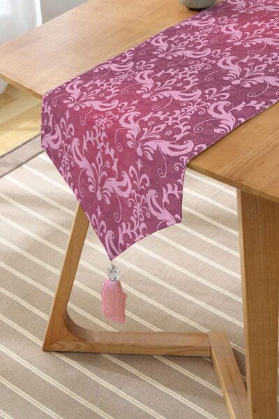 Realhomes Fundal fucsia Motive Damasc Alerg triunghi modern cu smocuri de chenille