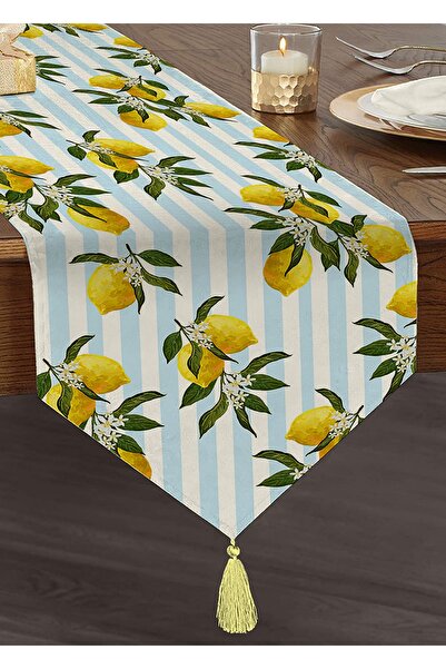 Realhomes اللون الأزرق مخطط الليمون منقوشة الرقمية المطبوعة الزخرفية تصميم خا...