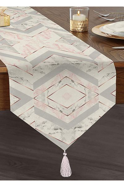 Realhomes Alergăr triunghiular cu ciucuri decorative, cu design special, imprimat digital și colorat