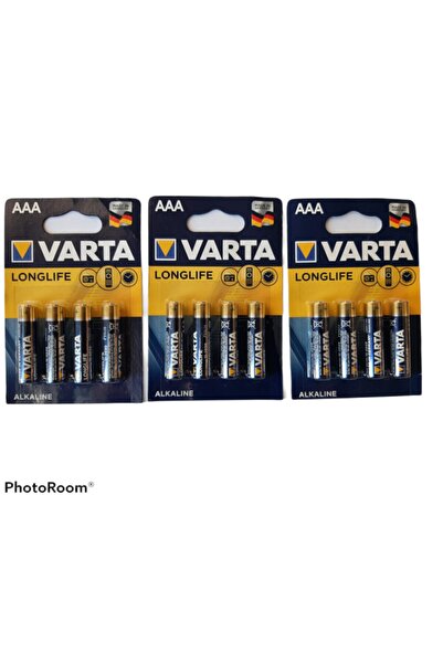 Varta Kalem Pil 4'lü (3 Paket 12 Adet) Aaa Longlife Alkalin 1,5 V Lr03 Lr03