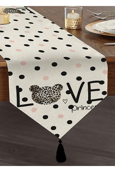 Realhomes Alergăr triunghiular cu ciucuri decorative, imprimate digital cu motiv prințesă Love