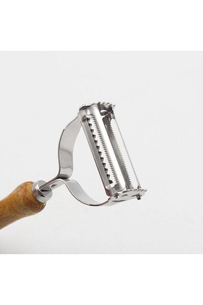 ASYA BAZAAR Multi Peeler Wooden Handle Steel Double Sided Peeler