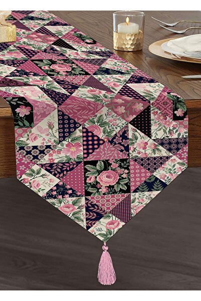 Realhomes لون البرقوق المرقعة منقوشة الزخرفية معنقدة الشنيل مثلث عداء