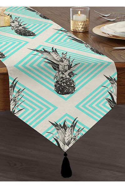 Realhomes Alergăre triunghiular cu smocuri decorative cu model de ananas geometric