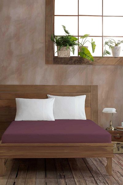 Elart Ranfors Cotton Fitted Single Bed Sheet 100x200cm Plum