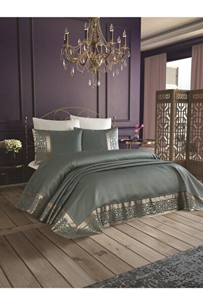 Homeart Koyu Turkuaz Elyaflı Astarlı Çift Kişilik Yatak Örtüsü