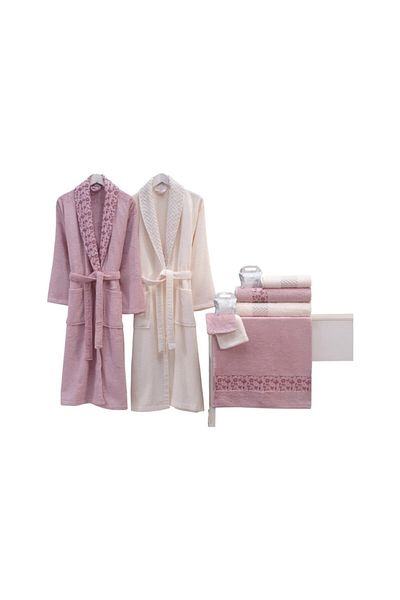 Nurpak Unisex Cream Pink Star Σετ μπουρνούζι από μπαμπού 10 τεμαχίων Σετ μπουρνούζι