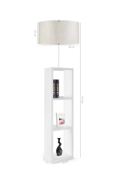 HOMİNG Dekoratif Raflı Ahşap Lambader Ayd-1732