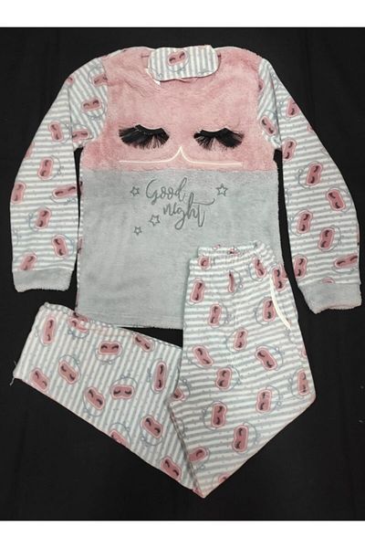 Pijamoni Women's White Eyelash Fleece Pajama Set
