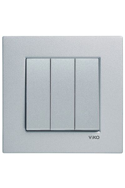 VİKO Novella Triple Switch Framed - Silver (Up to 16.00) Same Day Shipping