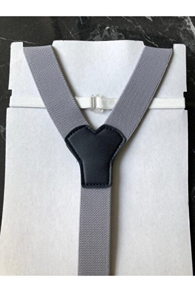 AYBER STİL Erkek Çocuk Gri Papyon Askı Seti