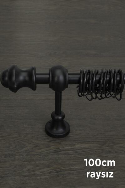 wenthi Suport pentru perdea rustic din lemn negru Venti 100 Cm