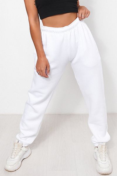 BLUU Unisex White Seasonal Fabric Elastic Waist Joggers Pants Sweatpants