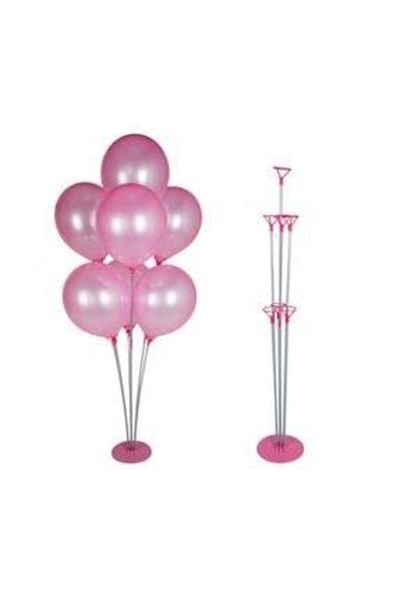 UĞUR AMBALAJ VE PARTİ MALZEMELERİ 7-Piece Pink Metallic Balloon Stand - 7 Balloon