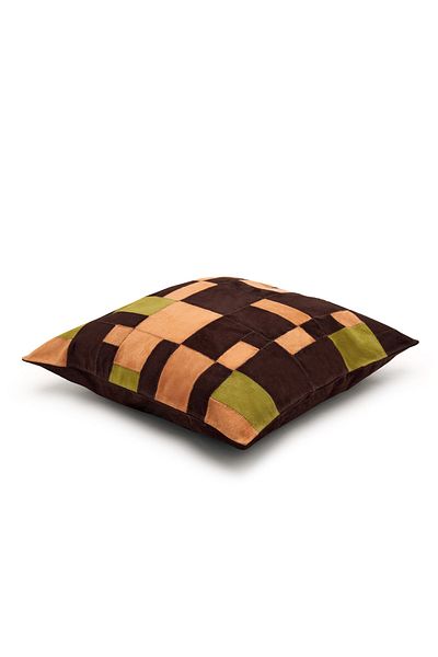 Desa Coffee Patchwork Suede Pillowcase