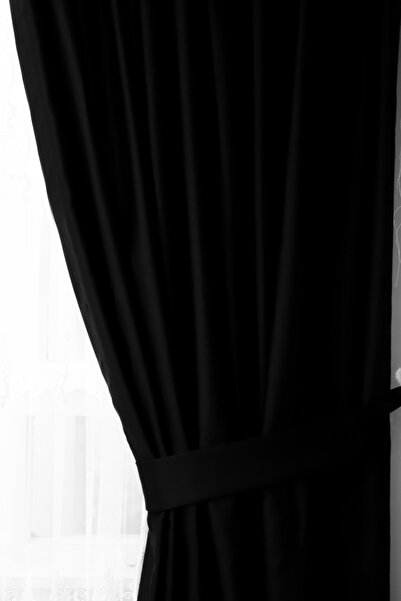 SerHome New Collection Blackout Karartma Fon Perde Tek Kanat Siyah