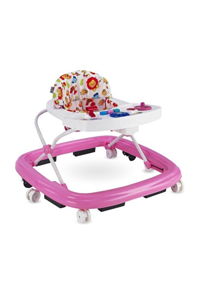 BabyHope Pembe Oyuncaklı Stoplu Müzikli Çocuk Yürüteç 216