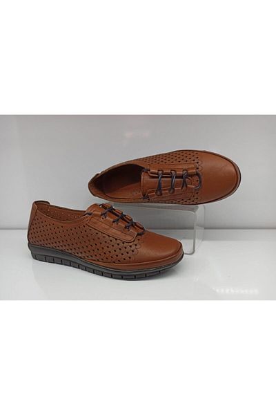 Muya Women's Tan Anatomical Genuine Leather Soft Shoes
